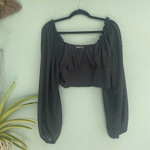 Shein Black Cropped Long Sleeve